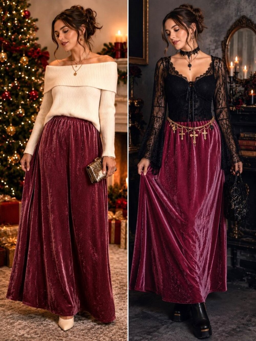 Anthropologie Mauve Pink Crushed Viscose Blend Velvet Pullon Maxi Skirt Women 2X